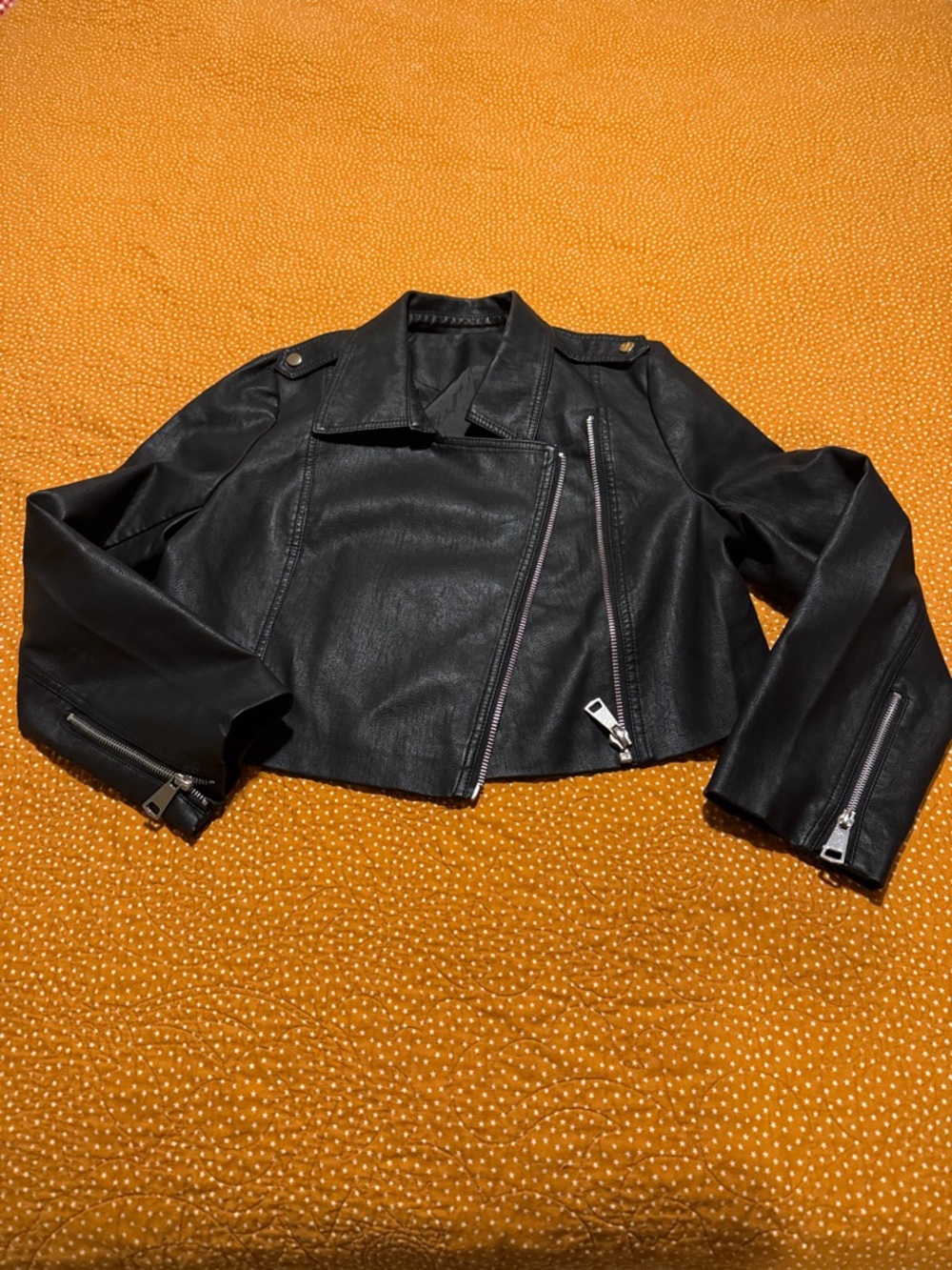 Chicwish Black Cropped Leather Moto Jacket